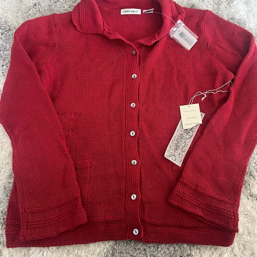 Laura Ashley Crimson Cardigan Sweater